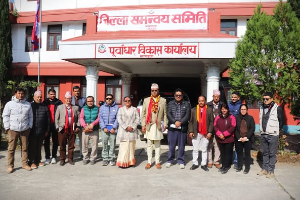 The honorable members of Syangja, including the honorable minister, inspecting the office of Infrastructure Development Office Syangja