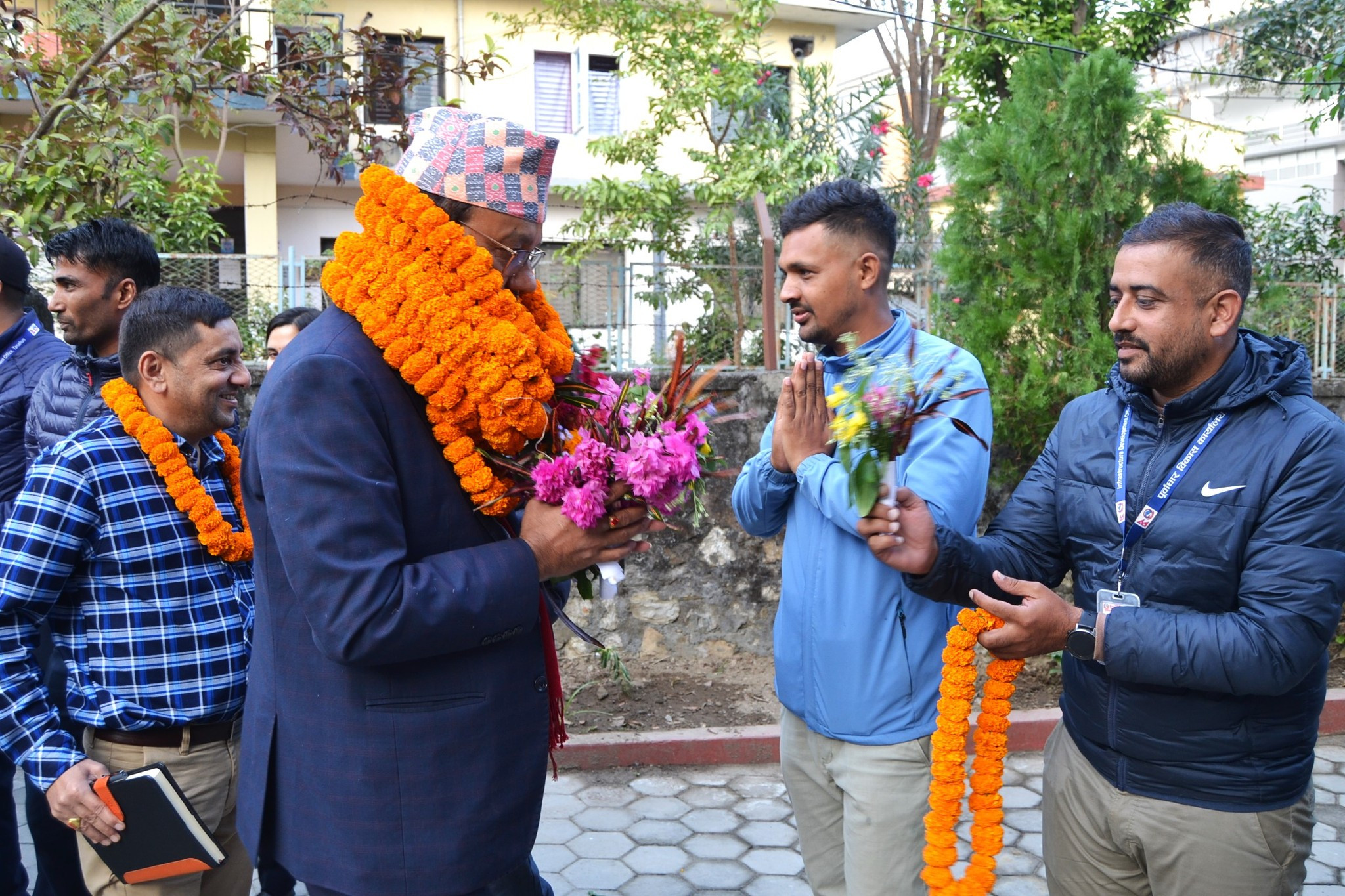 Under the supervision of Infrastructure Development Office, Tanahun, the team of the ministry including the honorable minister.